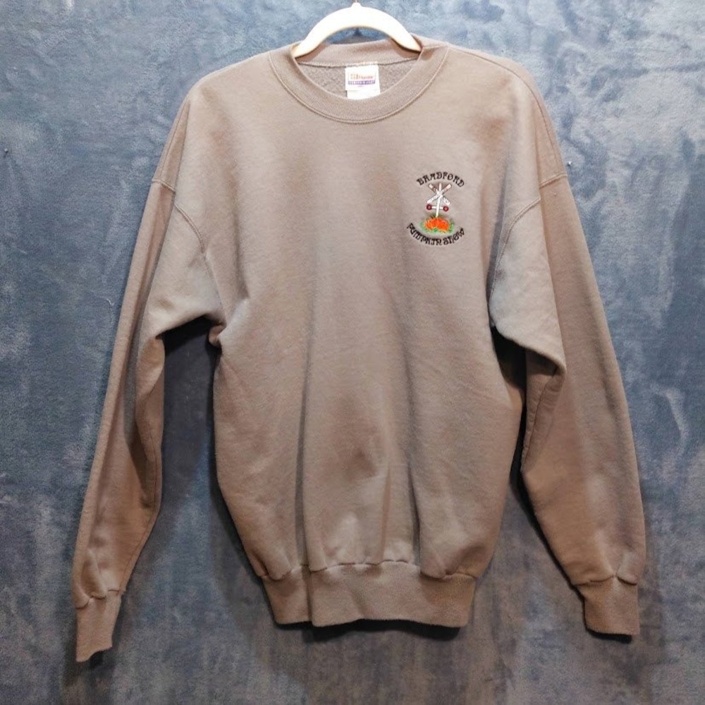 Vtg Hanes ComfortBlend Sweatshirt Large Greige Bradford Pumpkin Show Railroad